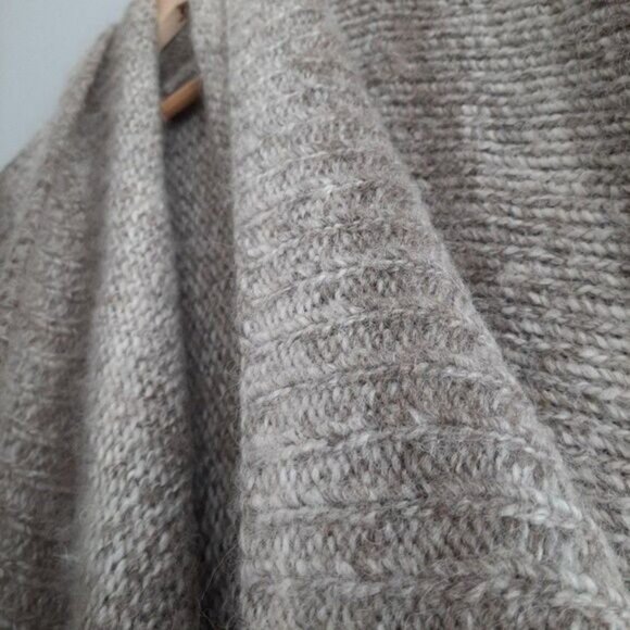 360 SWEATER / Open Front Chunky Knit Cardigan Sweater w/ Pockets Oatmeal Sz S - Picture 5 of 11